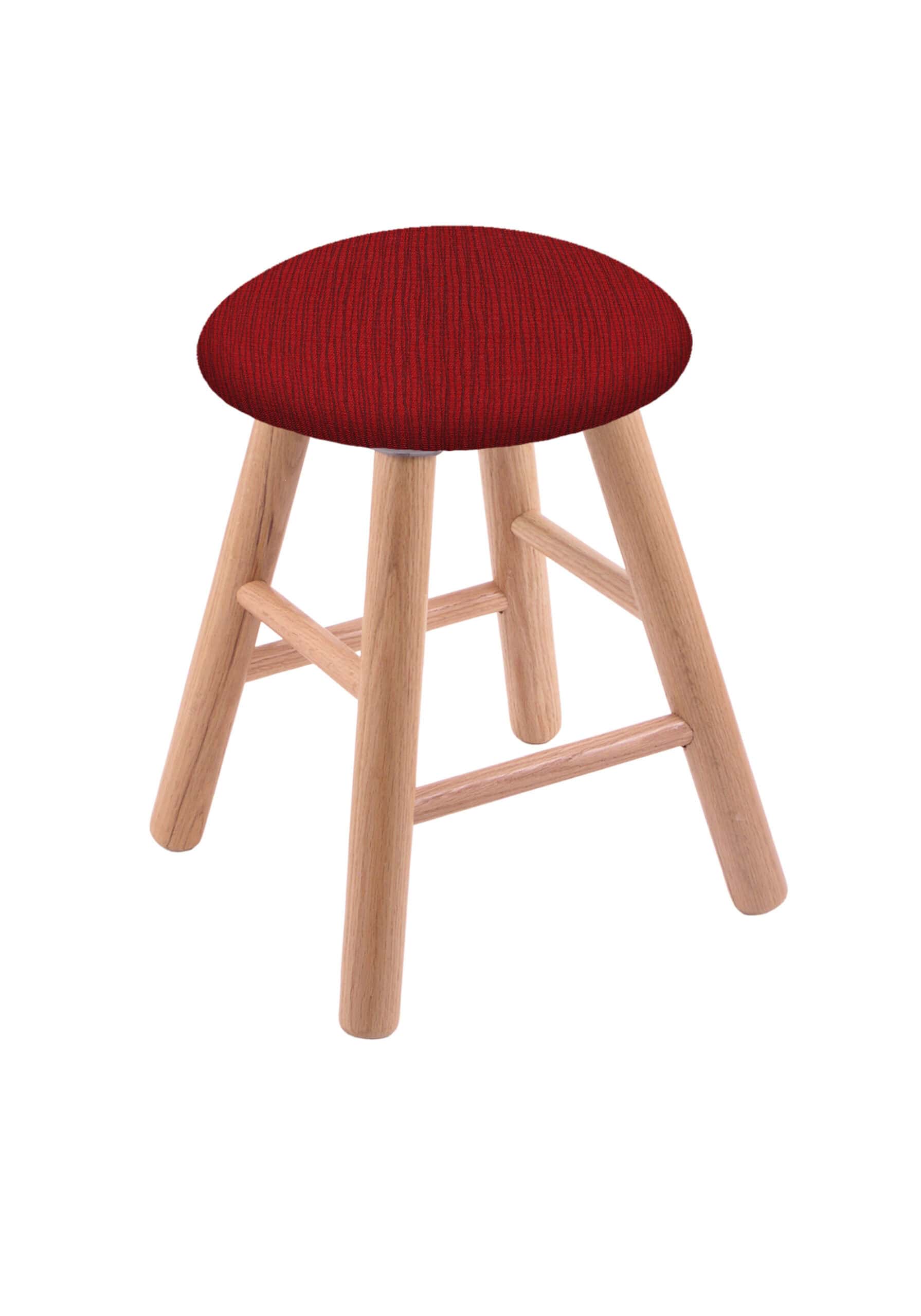 Round Cushion 18-Inch Backless Swivel Vanity Stool with Natural Finish, Smooth Oak Leg, and Graph Ruby Seat 4 Round Cushion 18-Inch Backless Swivel Vanity Stool with Natural Finish, Smooth Oak Leg, and Graph Ruby Seat