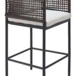 Gray Tropical Barstool with Armrests and Weather-Resistant Frame
