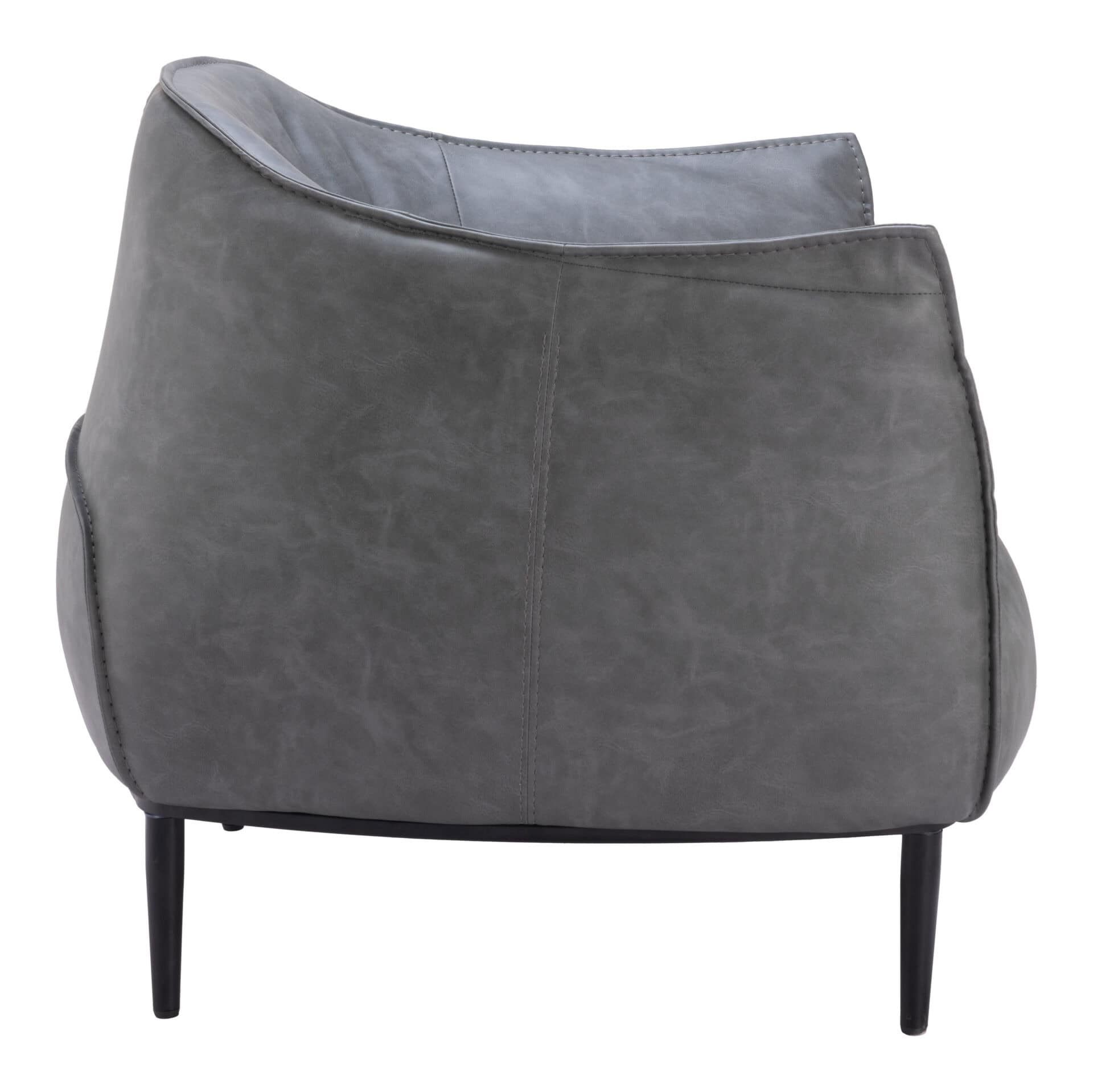 Coffee Faux Leather Accent Chair with Wood Legs and Armrest Support 5 Coffee Faux Leather Accent Chair with Wood Legs and Armrest Support - Image 5