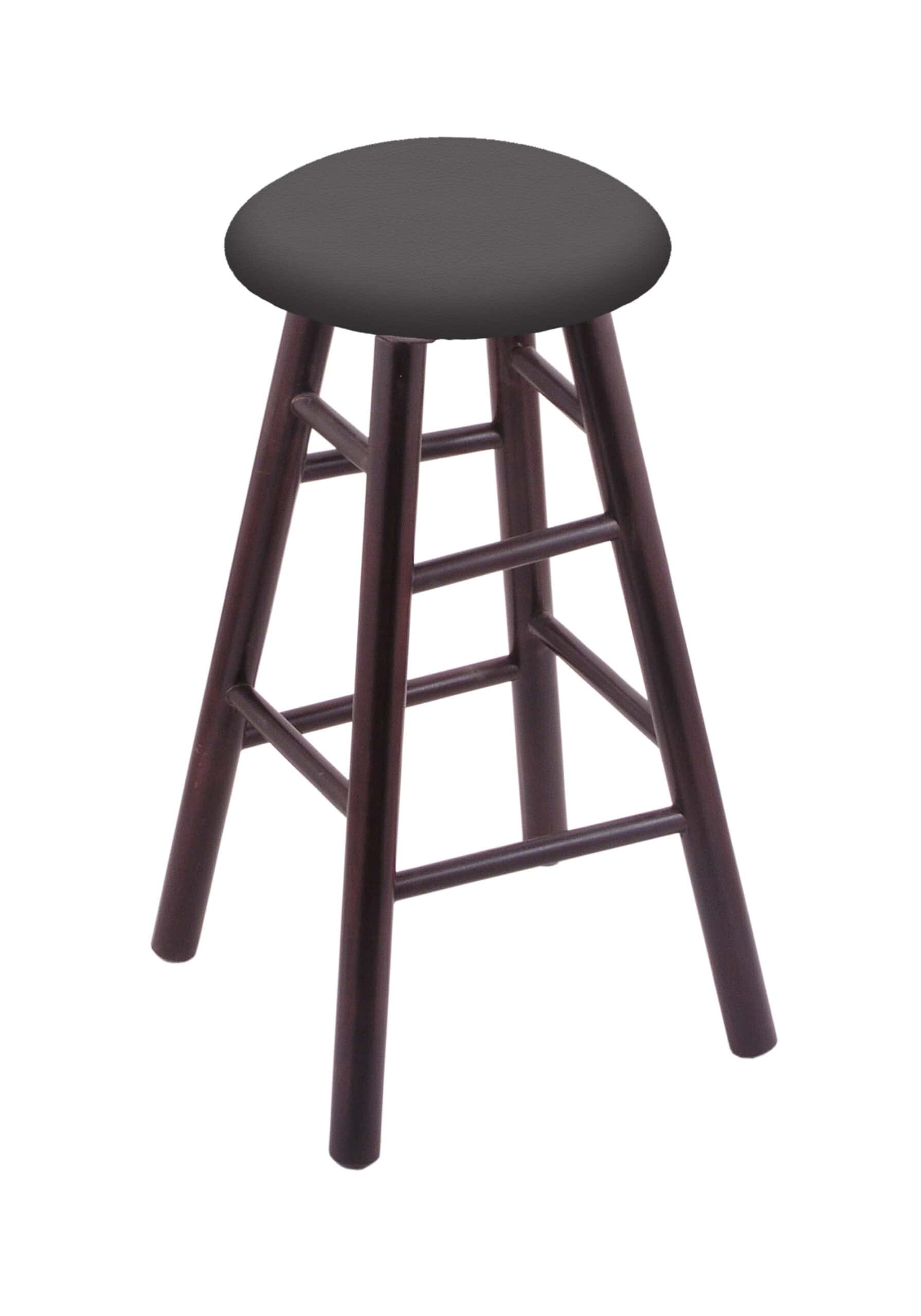 Round Cushion 30-Inch Backless Swivel Bar Stool with Dark Cherry Finish, Smooth Maple Leg, and Canter Storm Seat 4 Round Cushion 30-Inch Backless Swivel Bar Stool with Dark Cherry Finish, Smooth Maple Leg, and Canter Storm Seat