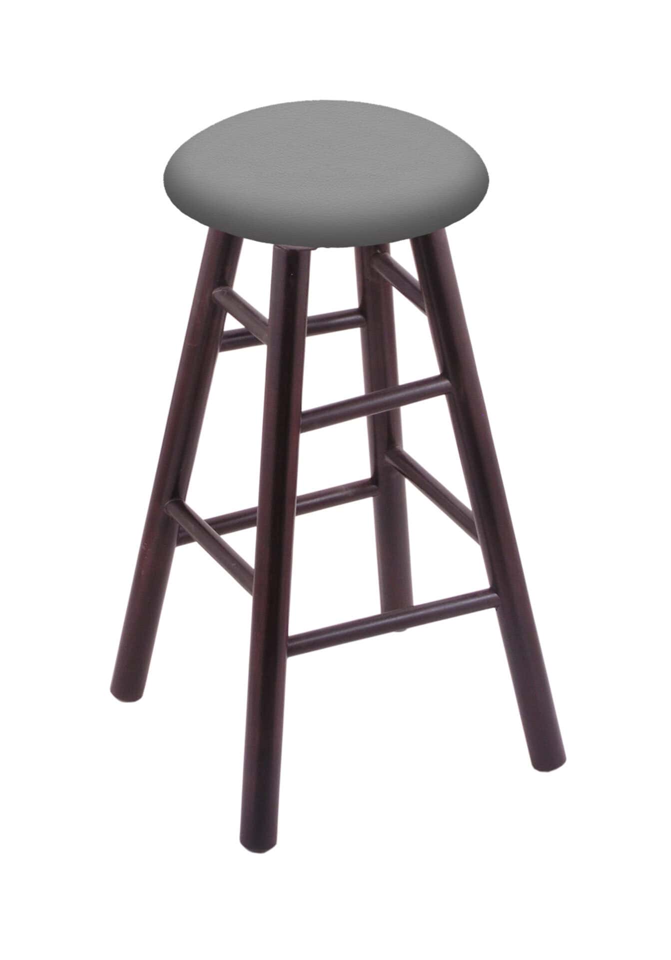 Round Cushion 30-Inch Backless Swivel Bar Stool with Dark Cherry Finish, Smooth Maple Leg, and Canter Folkstone Grey Seat 1 Round Cushion 30-Inch Backless Swivel Bar Stool with Dark Cherry Finish, Smooth Maple Leg, and Canter Folkstone Grey Seat