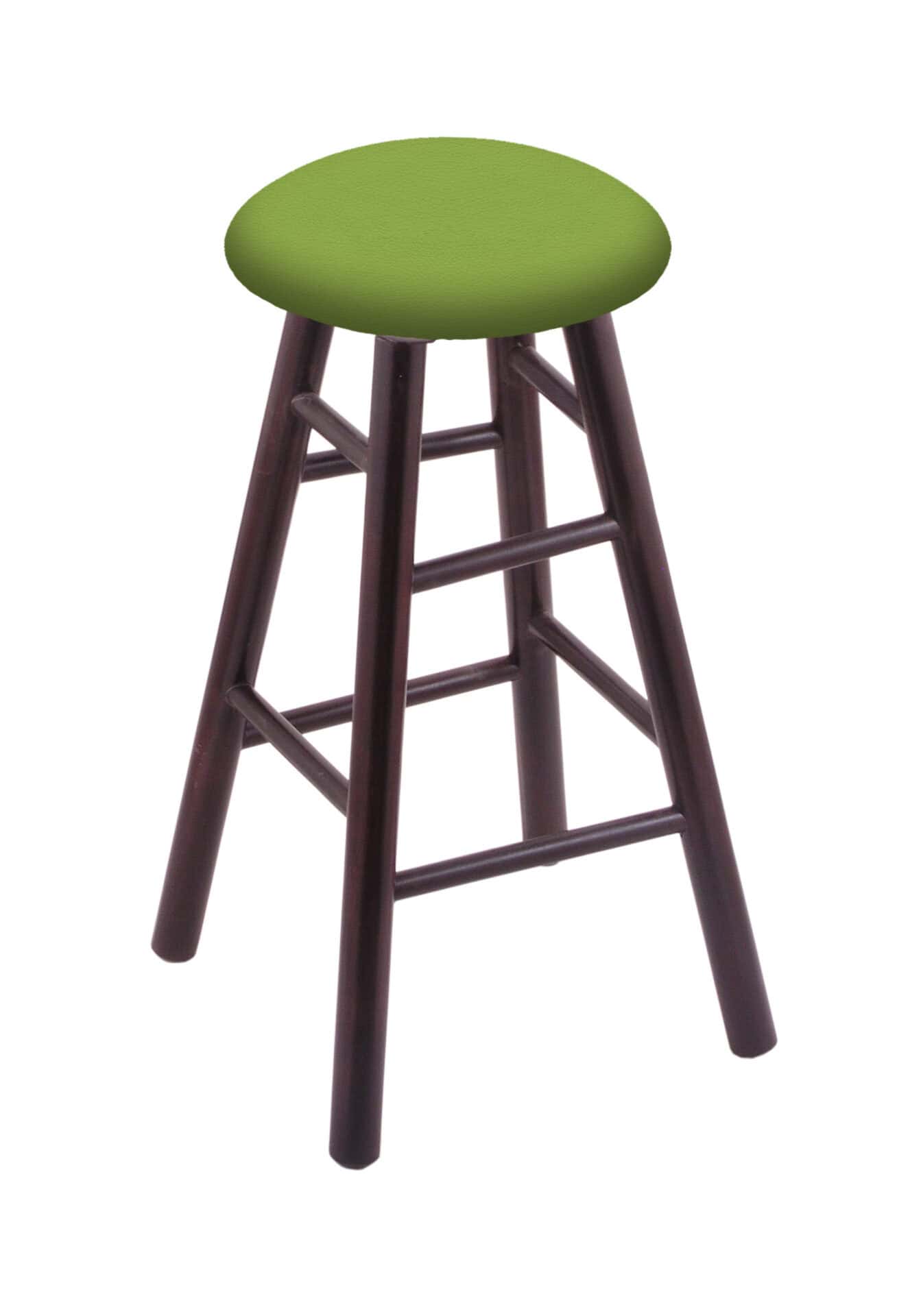 Round Cushion 30-Inch Backless Swivel Bar Stool with Dark Cherry Finish, Smooth Maple Leg, and Canter Kiwi Green Seat 1 Round Cushion 30-Inch Backless Swivel Bar Stool with Dark Cherry Finish, Smooth Maple Leg, and Canter Kiwi Green Seat