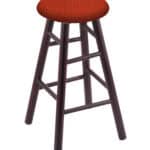 Round Cushion 24-Inch Backless Swivel Counter Stool with Dark Cherry Finish, Smooth Maple Leg, and Graph Poppy Seat 4 Round Cushion 24-Inch Backless Swivel Counter Stool with Dark Cherry Finish, Smooth Maple Leg, and Graph Poppy Seat