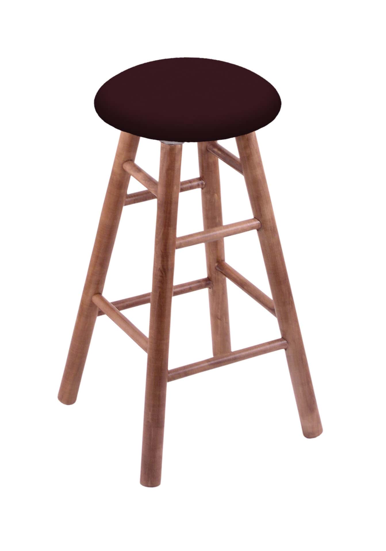 Round Cushion 30-Inch Backless Swivel Bar Stool with Medium Finish, Smooth Maple Leg, and Canter Bordeaux Seat 1 Round Cushion 30-Inch Backless Swivel Bar Stool with Medium Finish, Smooth Maple Leg, and Canter Bordeaux Seat
