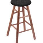 Round Cushion 24-Inch Backless Swivel Counter Stool with Medium Finish, Smooth Maple Leg, and Graph Coal Seat