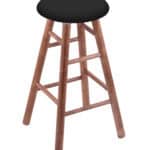 Round Cushion 24-Inch Backless Swivel Counter Stool with Medium Finish, Smooth Maple Leg, and Black Vinyl Seat 4 Round Cushion 24-Inch Backless Swivel Counter Stool with Medium Finish, Smooth Maple Leg, and Black Vinyl Seat