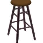 Round Cushion 36-Inch Backless Swivel Bar Stool with Dark Cherry Finish, Turned Maple Leg, and Canter Thatch Seat