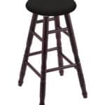 Round Cushion 36-Inch Backless Swivel Bar Stool with Dark Cherry Finish, Turned Maple Leg, and Canter Espresso Seat