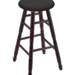 Round Cushion 36-Inch Backless Swivel Bar Stool with Dark Cherry Finish, Turned Maple Leg, and Canter Iron Seat
