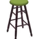 Round Cushion 36-Inch Backless Swivel Bar Stool with Dark Cherry Finish, Turned Maple Leg, and Canter Kiwi Green Seat