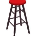 Round Cushion 36-Inch Backless Swivel Bar Stool with Dark Cherry Finish, Turned Maple Leg, and Canter Red Seat