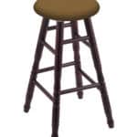 Round Cushion 24-Inch Backless Swivel Counter Stool with Dark Cherry Finish, Turned Maple Leg, and Canter Saddle Seat 4 Round Cushion 24-Inch Backless Swivel Counter Stool with Dark Cherry Finish, Turned Maple Leg, and Canter Saddle Seat