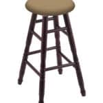 Round Cushion 36-Inch Backless Swivel Bar Stool with Dark Cherry Finish, Turned Maple Leg, and Canter Sand Seat