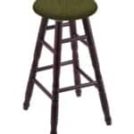 Round Cushion 36-Inch Backless Swivel Bar Stool with Dark Cherry Finish, Turned Maple Leg, and Graph Parrot Seat