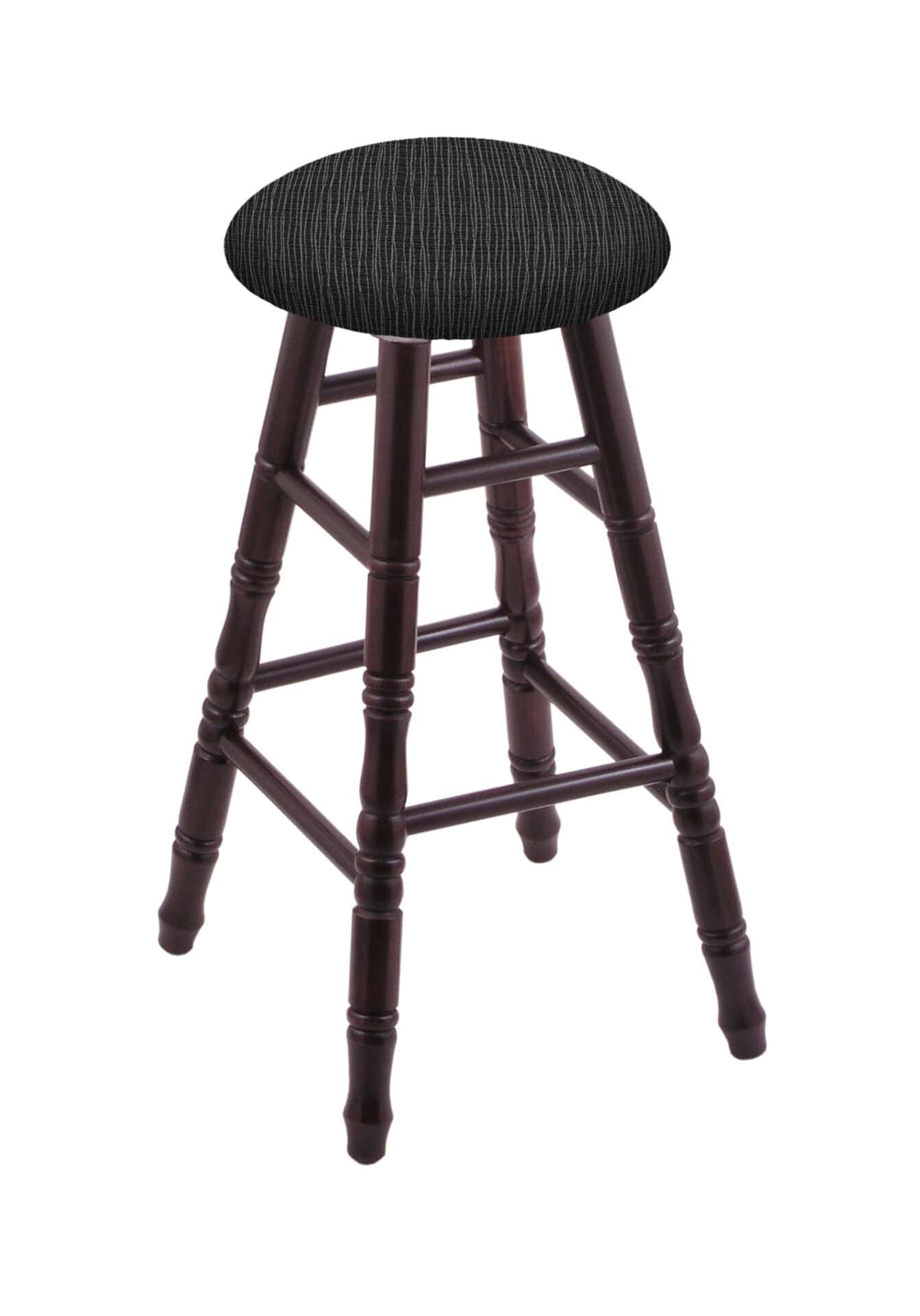 Round Cushion 36-Inch Backless Swivel Bar Stool with Dark Cherry Finish, Turned Maple Leg, and Graph Coal Seat 1 Round Cushion 36-Inch Backless Swivel Bar Stool with Dark Cherry Finish, Turned Maple Leg, and Graph Coal Seat