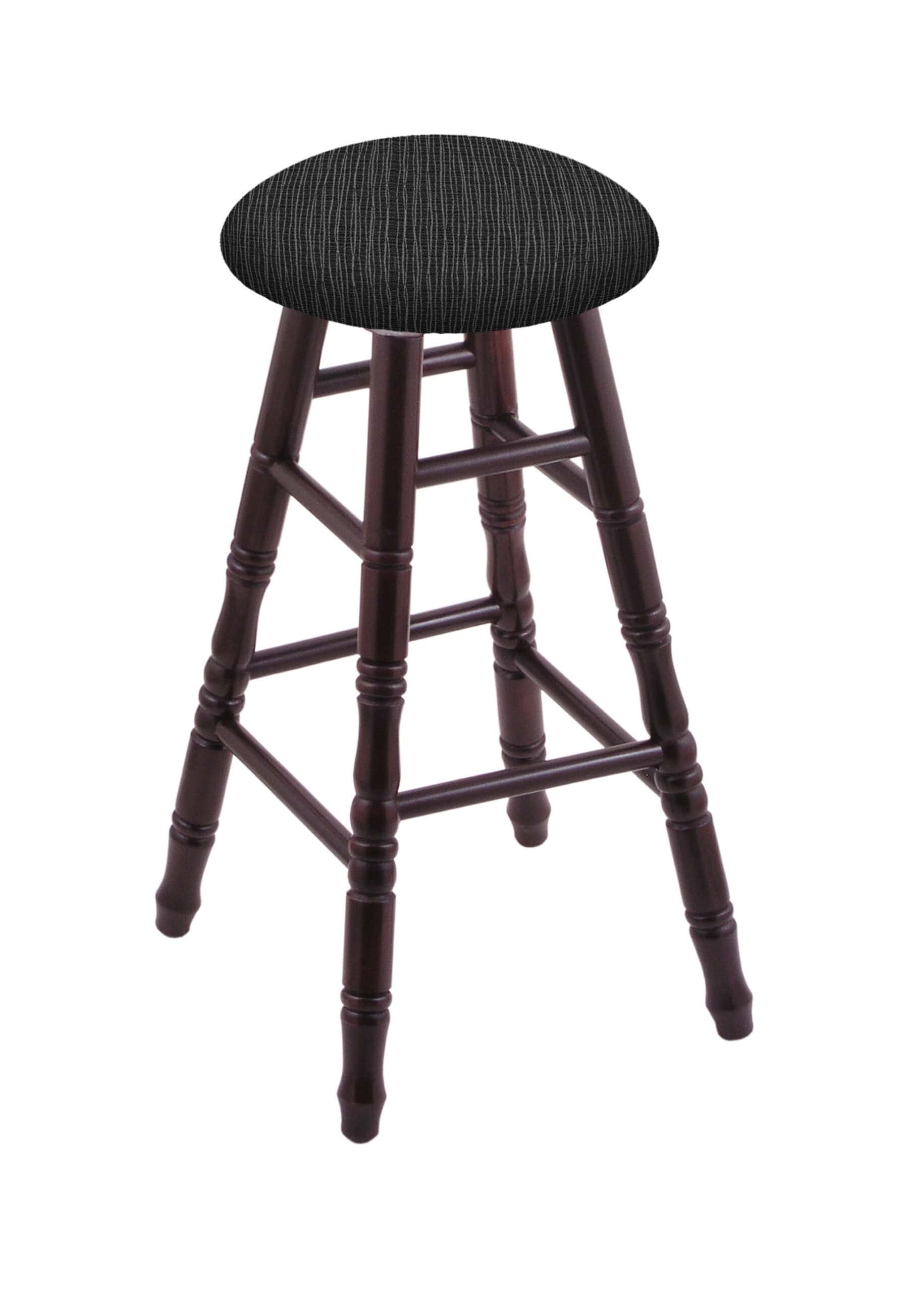 Round Cushion 36-Inch Backless Swivel Bar Stool with Dark Cherry Finish, Turned Maple Leg, and Graph Coal Seat 4 Round Cushion 36-Inch Backless Swivel Bar Stool with Dark Cherry Finish, Turned Maple Leg, and Graph Coal Seat
