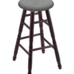 Round Cushion 36-Inch Backless Swivel Bar Stool with Dark Cherry Finish, Turned Maple Leg, and Graph Alpine Seat