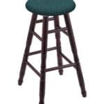Round Cushion 36-Inch Backless Swivel Bar Stool with Dark Cherry Finish, Turned Maple Leg, and Graph Tidal Seat