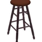 Round Cushion 36-Inch Backless Swivel Bar Stool with Dark Cherry Finish, Turned Maple Leg, and Rein Adobe Seat