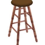 Round Cushion 24-Inch Backless Swivel Counter Stool with Medium Finish, Turned Maple Leg, and Canter Thatch Seat