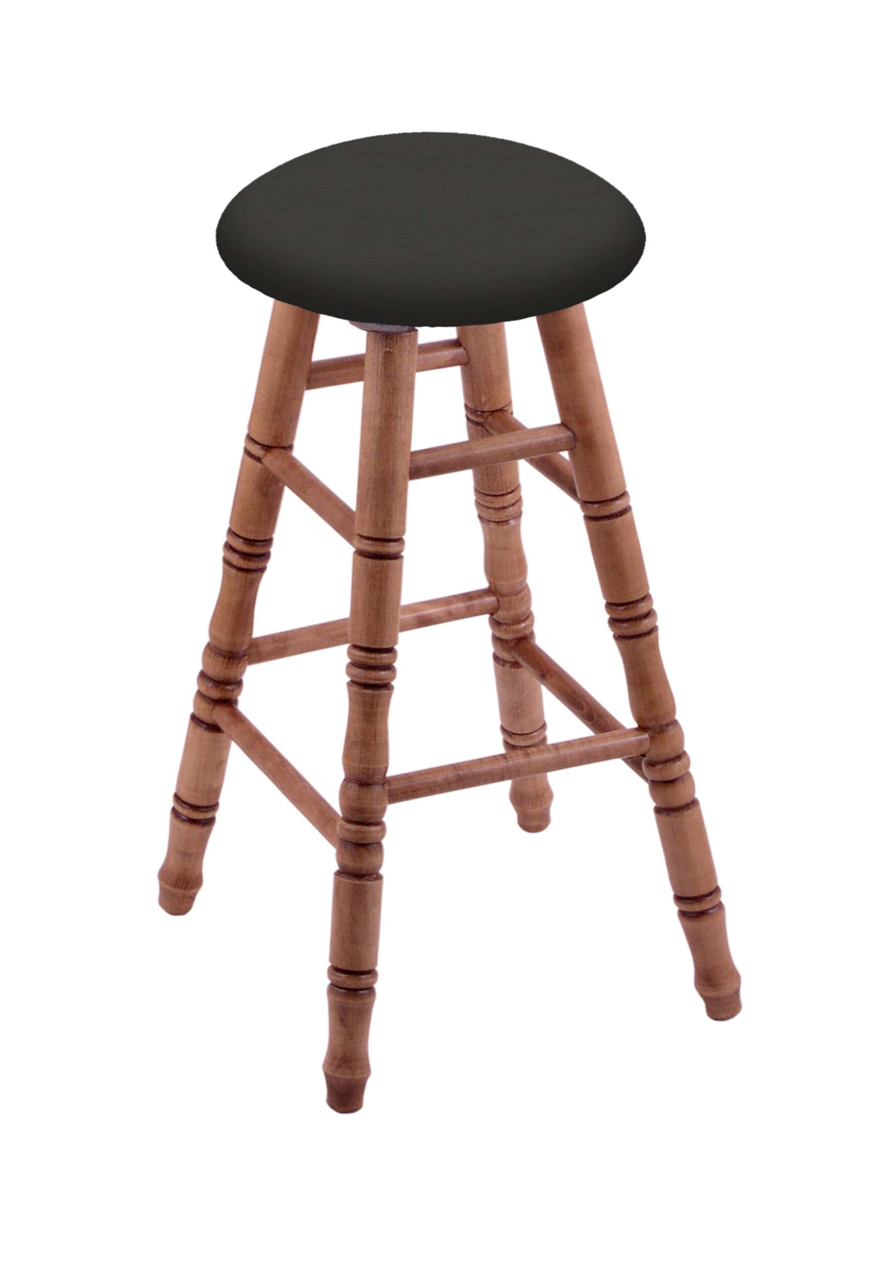 Round Cushion 36-Inch Backless Swivel Bar Stool with Medium Finish, Turned Maple Leg, and Canter Iron Seat 4 Round Cushion 36-Inch Backless Swivel Bar Stool with Medium Finish, Turned Maple Leg, and Canter Iron Seat