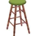 Round Cushion 36-Inch Backless Swivel Bar Stool with Medium Finish, Turned Maple Leg, and Canter Kiwi Green Seat