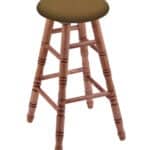 Round Cushion 36-Inch Backless Swivel Bar Stool with Medium Finish, Turned Maple Leg, and Canter Saddle Seat