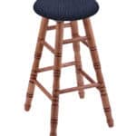 Round Cushion 36-Inch Backless Swivel Bar Stool with Medium Finish, Turned Maple Leg, and Graph Anchor Seat