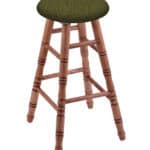 Round Cushion 36-Inch Backless Swivel Bar Stool with Medium Finish, Turned Maple Leg, and Graph Parrot Seat