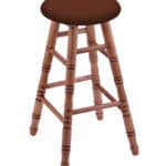 Round Cushion 24-Inch Backless Swivel Counter Stool with Medium Finish, Turned Maple Leg, and Rein Adobe Seat