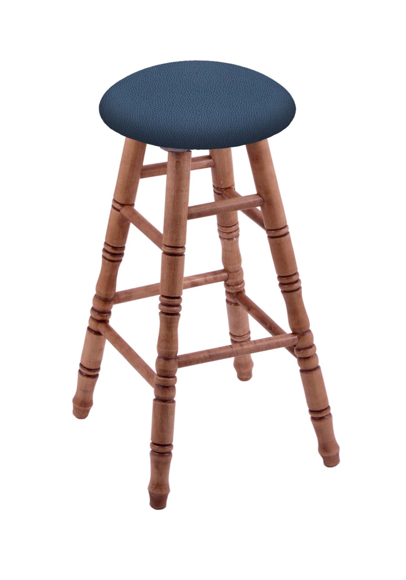 Round Cushion 36-Inch Backless Swivel Bar Stool with Medium Finish, Turned Maple Leg, and Rein Bay Seat 1 Round Cushion 36-Inch Backless Swivel Bar Stool with Medium Finish, Turned Maple Leg, and Rein Bay Seat