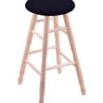 Round Cushion 24-Inch Backless Swivel Counter Stool with Natural Finish, Turned Maple Leg, and Canter Twilight Seat