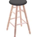 Round Cushion 24-Inch Backless Swivel Counter Stool with Natural Finish, Turned Maple Leg, and Canter Storm Seat