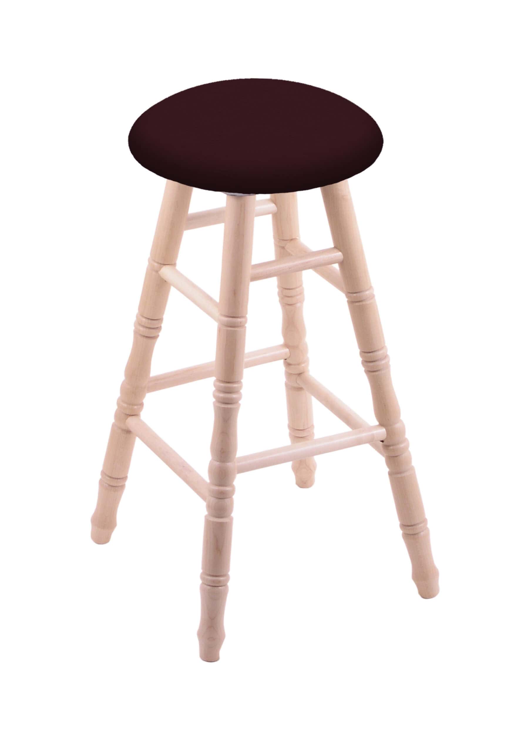 Round Cushion 36-Inch Backless Swivel Bar Stool with Natural Finish, Turned Maple Leg, and Canter Bordeaux Seat 4 Round Cushion 36-Inch Backless Swivel Bar Stool with Natural Finish, Turned Maple Leg, and Canter Bordeaux Seat