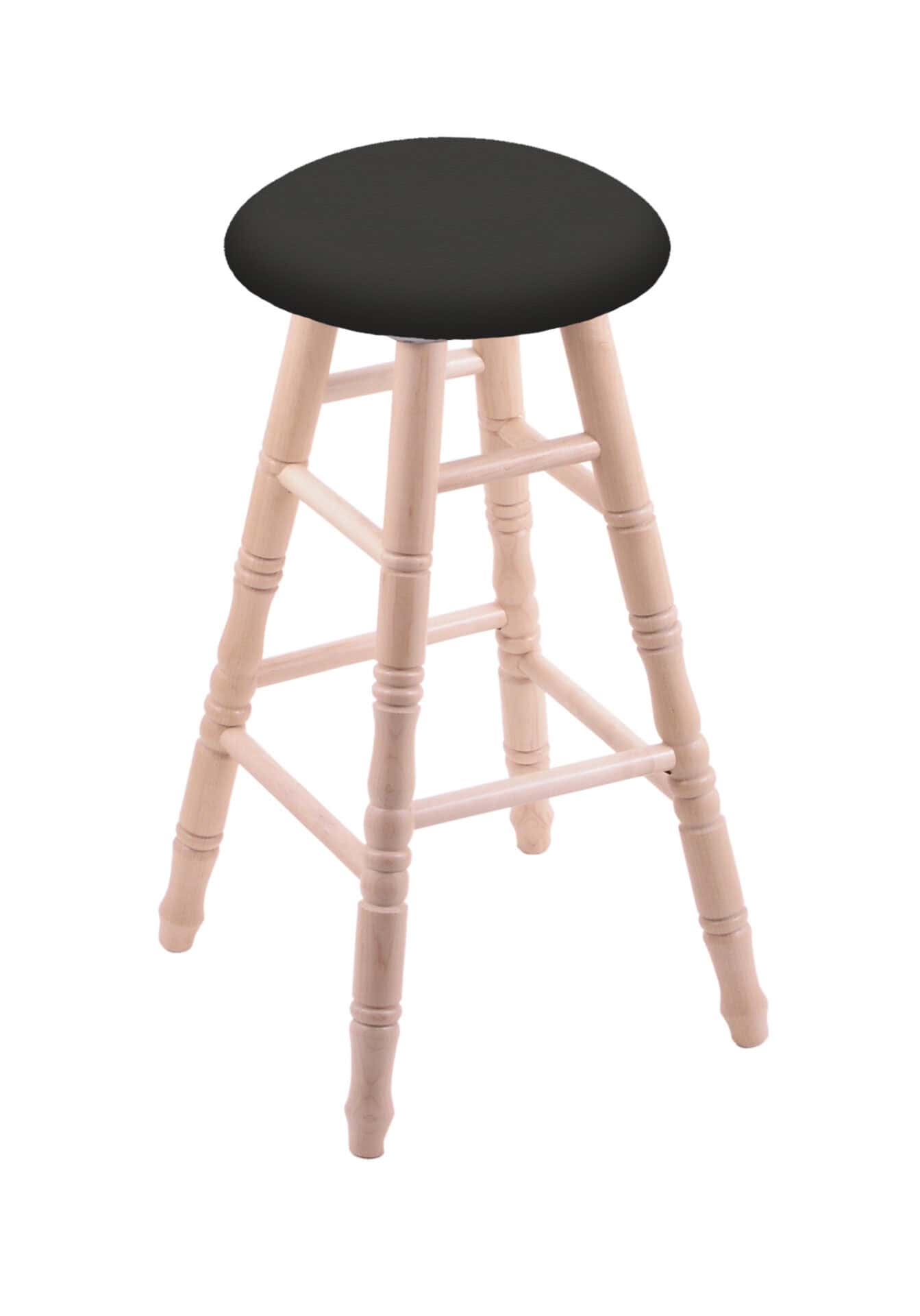 Round Cushion 36-Inch Backless Swivel Bar Stool with Natural Finish, Turned Maple Leg, and Canter Iron Seat 1 Round Cushion 36-Inch Backless Swivel Bar Stool with Natural Finish, Turned Maple Leg, and Canter Iron Seat