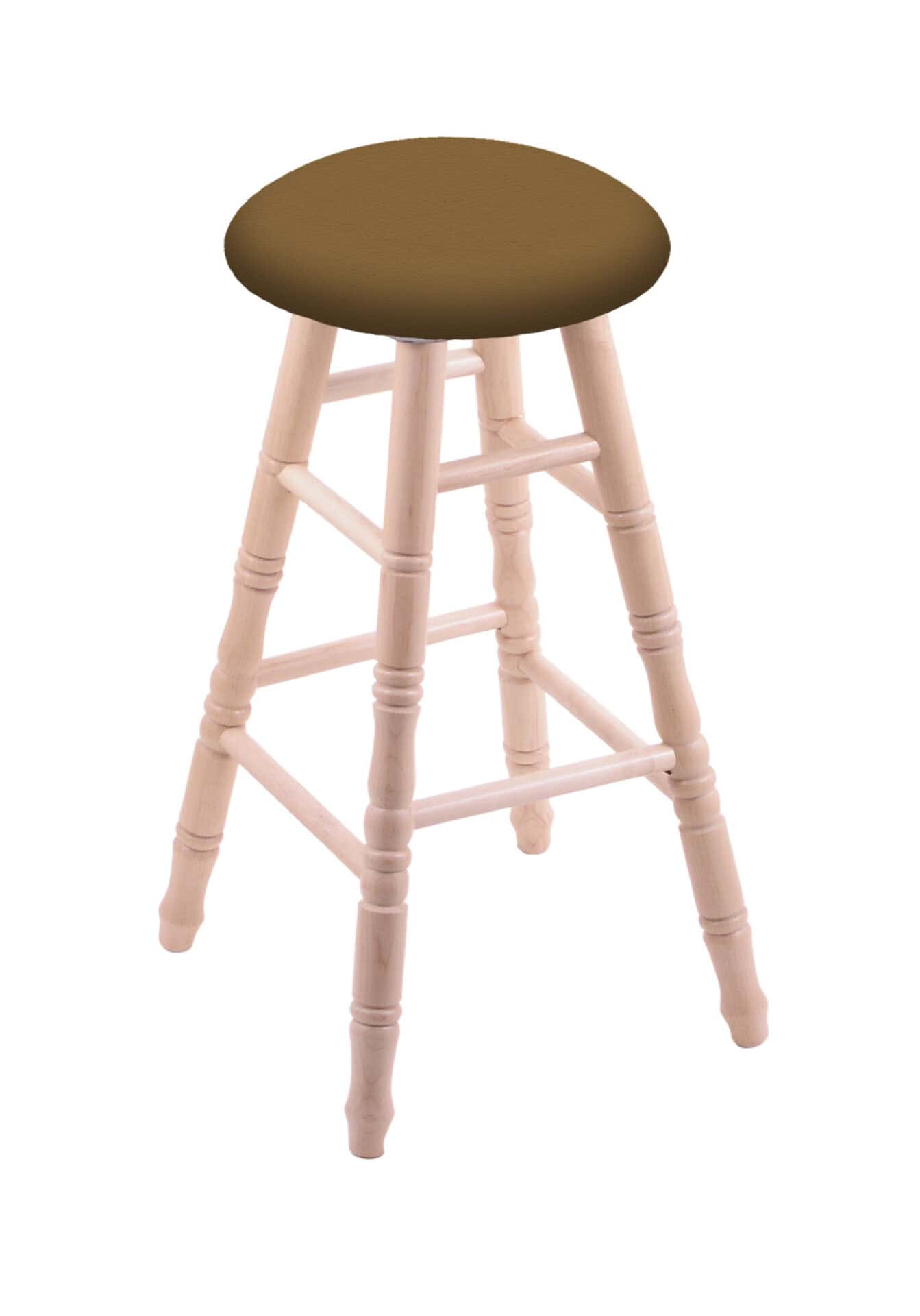 Round Cushion 36-Inch Backless Swivel Bar Stool with Natural Finish, Turned Maple Leg, and Canter Saddle Seat 1 Round Cushion 36-Inch Backless Swivel Bar Stool with Natural Finish, Turned Maple Leg, and Canter Saddle Seat
