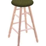 Round Cushion 36-Inch Backless Swivel Bar Stool with Natural Finish, Turned Maple Leg, and Graph Parrot Seat