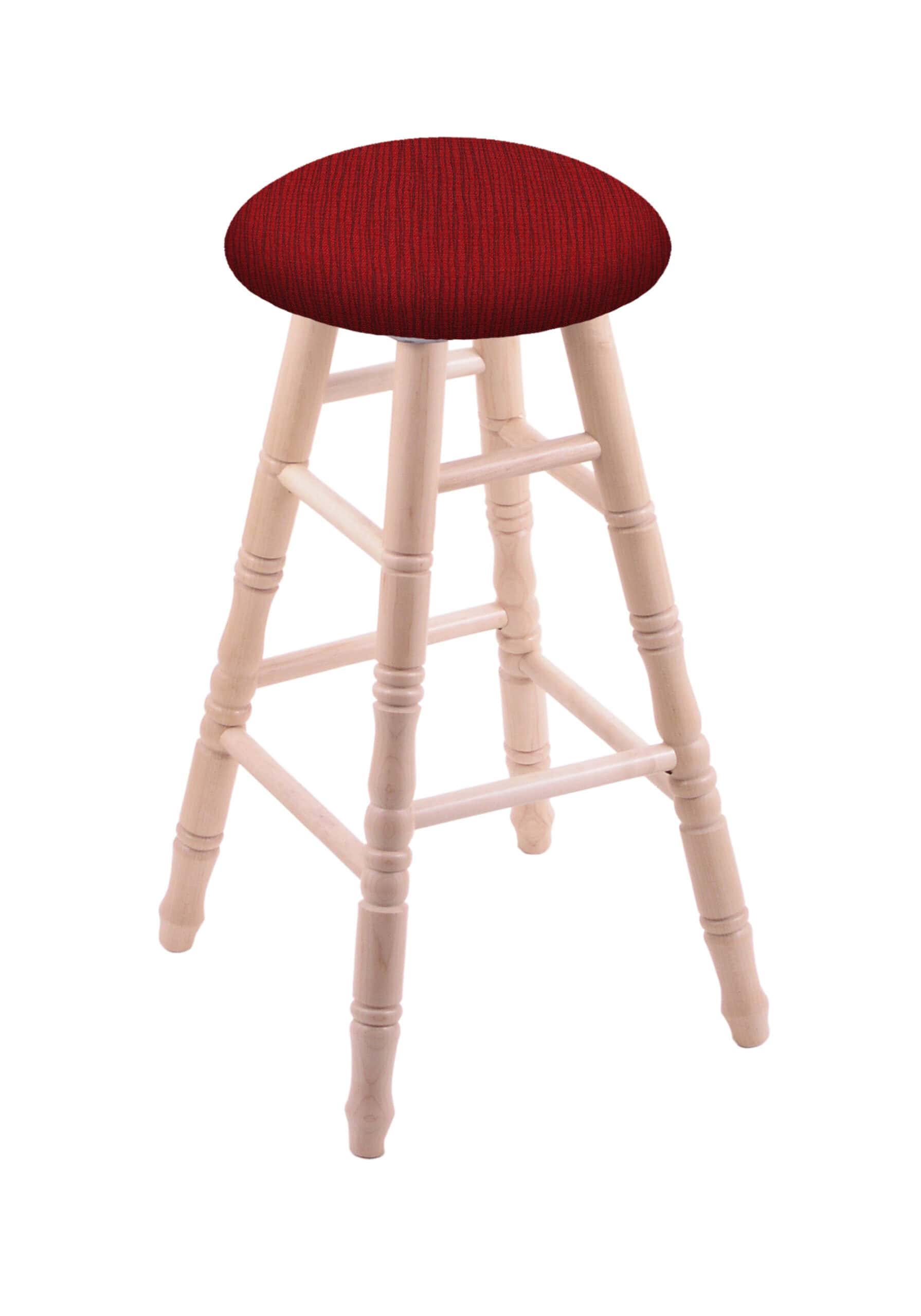 Round Cushion 36-Inch Backless Swivel Bar Stool with Natural Finish, Turned Maple Leg, and Graph Ruby Seat 4 Round Cushion 36-Inch Backless Swivel Bar Stool with Natural Finish, Turned Maple Leg, and Graph Ruby Seat