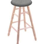 Round Cushion 36-Inch Backless Swivel Bar Stool with Natural Finish, Turned Maple Leg, and Graph Alpine Seat