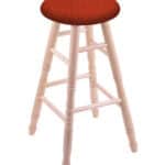 Round Cushion 36-Inch Backless Swivel Bar Stool with Natural Finish, Turned Maple Leg, and Graph Poppy Seat