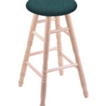 Round Cushion 24-Inch Backless Swivel Counter Stool with Natural Finish, Turned Maple Leg, and Graph Tidal Seat