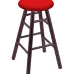 Round Cushion 36-Inch Backless Swivel Bar Stool with Dark Cherry Finish, Smooth Oak Leg, and Canter Red Seat