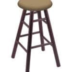 Round Cushion 24-Inch Backless Swivel Counter Stool with Dark Cherry Finish, Smooth Oak Leg, and Canter Sand Seat