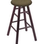 Round Cushion 24-Inch Backless Swivel Counter Stool with Dark Cherry Finish, Smooth Oak Leg, and Graph Cork Seat