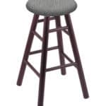 Round Cushion 24-Inch Backless Swivel Counter Stool with Dark Cherry Finish, Smooth Oak Leg, and Graph Alpine Seat