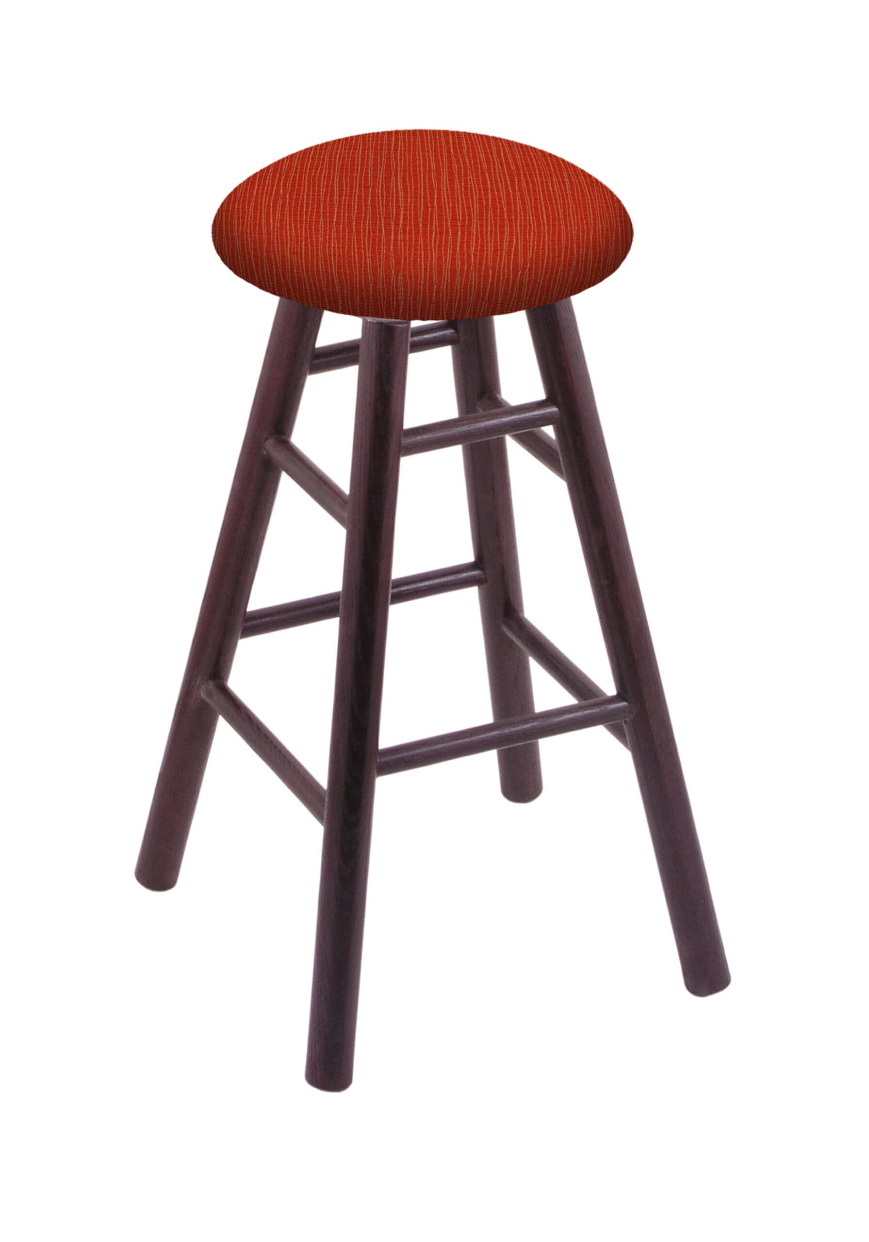 Round Cushion 36-Inch Backless Swivel Bar Stool with Dark Cherry Finish, Smooth Oak Leg, and Graph Poppy Seat 4 Round Cushion 36-Inch Backless Swivel Bar Stool with Dark Cherry Finish, Smooth Oak Leg, and Graph Poppy Seat