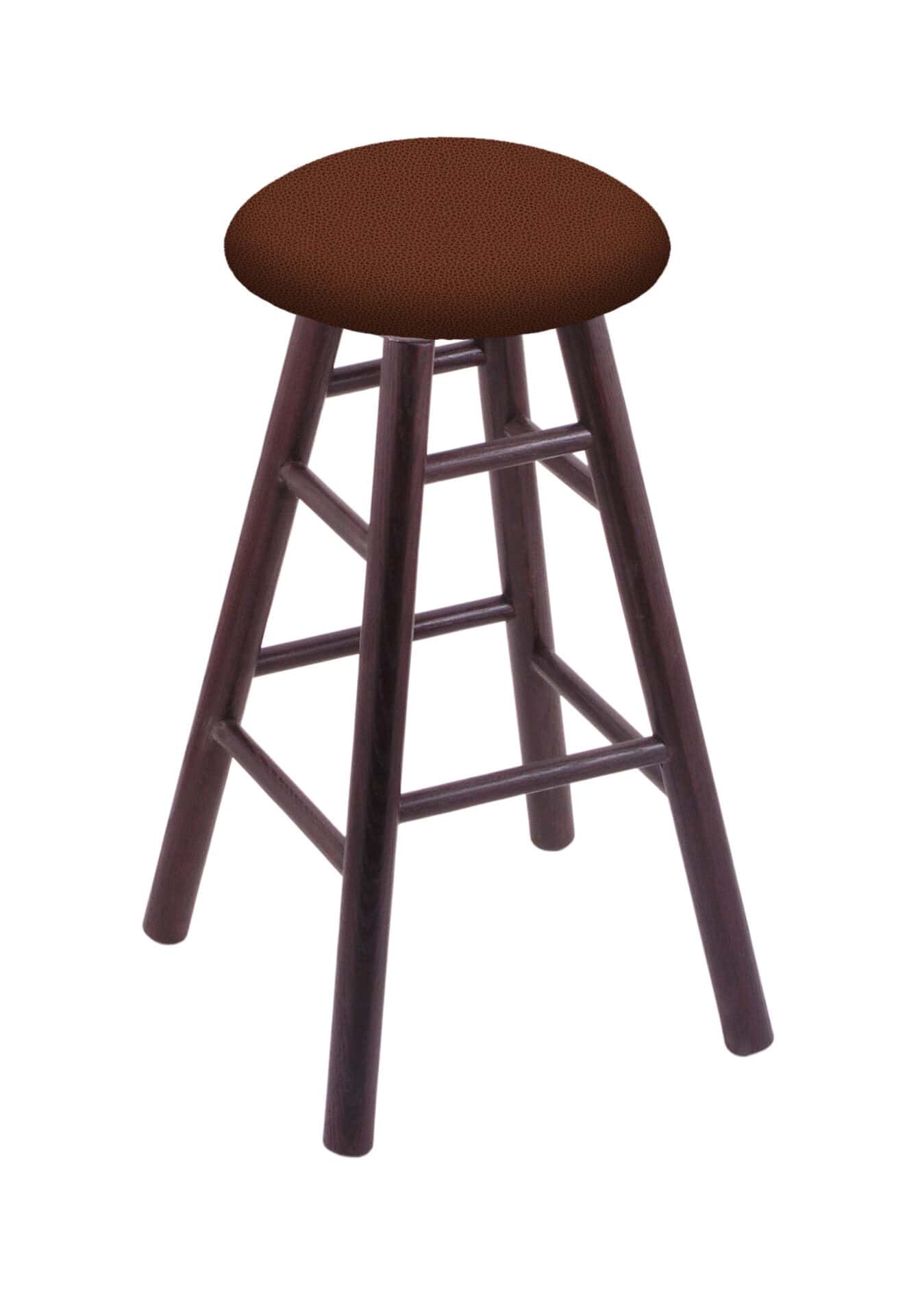 Round Cushion 36-Inch Backless Swivel Bar Stool with Dark Cherry Finish, Smooth Oak Leg, and Rein Adobe Seat 1 Round Cushion 36-Inch Backless Swivel Bar Stool with Dark Cherry Finish, Smooth Oak Leg, and Rein Adobe Seat