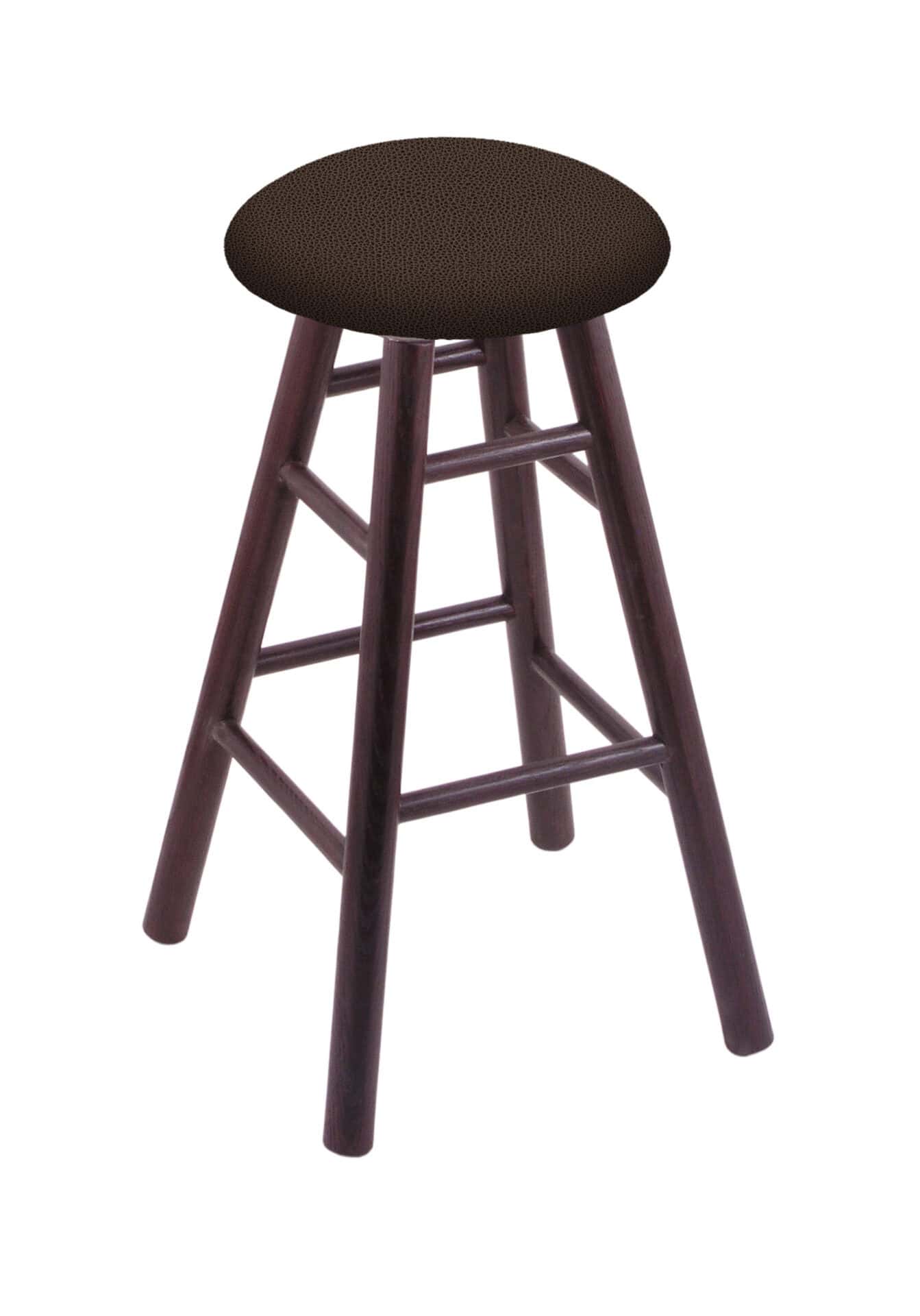Round Cushion 36-Inch Backless Swivel Bar Stool with Dark Cherry Finish, Smooth Oak Leg, and Rein Coffee Seat 1 Round Cushion 36-Inch Backless Swivel Bar Stool with Dark Cherry Finish, Smooth Oak Leg, and Rein Coffee Seat
