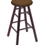 Round Cushion 24-Inch Backless Swivel Counter Stool with Dark Cherry Finish, Smooth Oak Leg, and Rein Thatch Seat