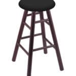 Round Cushion 36-Inch Backless Swivel Bar Stool with Dark Cherry Finish, Smooth Oak Leg, and Black Vinyl Seat
